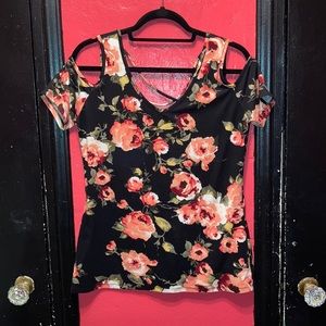 Cold shoulder floral top